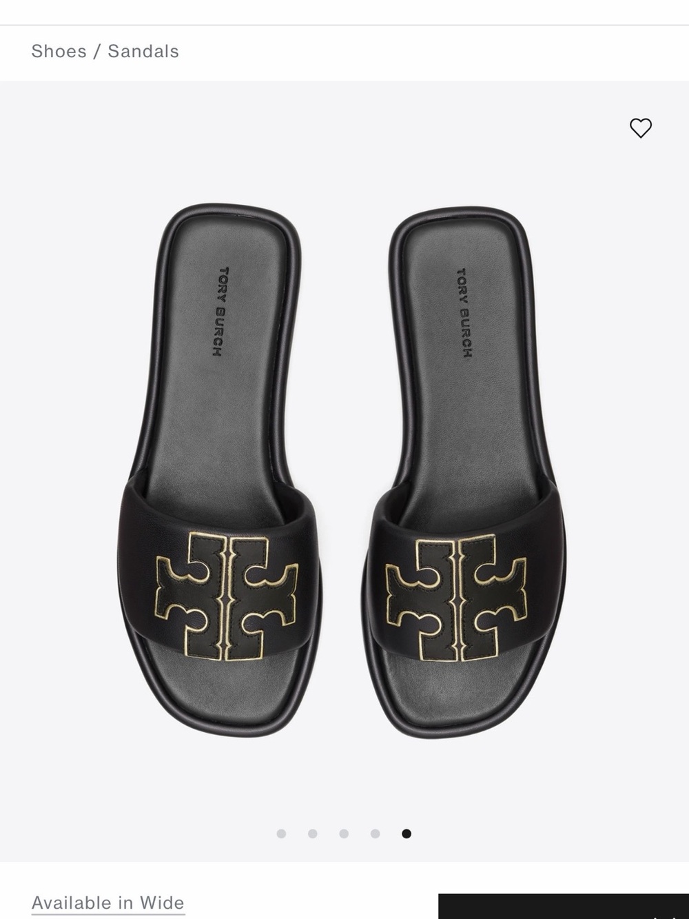 Tory Burch Black Slide Sandals with Gold Logo Stitching